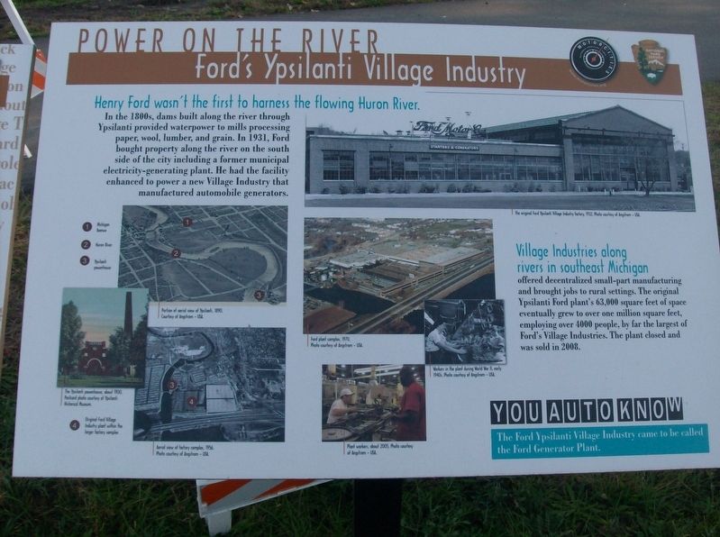 Power on the River: Ford's Ypsilanti Village Industry Marker. Click for full size. Power on the River: Ford's Ypsilanti Village Industry Marker image. Click for full size.