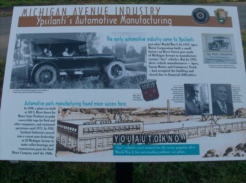 Michigan Avenue Industry: Ypsilanti's Automotive Manufacturing Marker. Click for full size. Michigan Avenue Industry: Ypsilanti's Automotive Manufacturing Marker image. Click for full size.