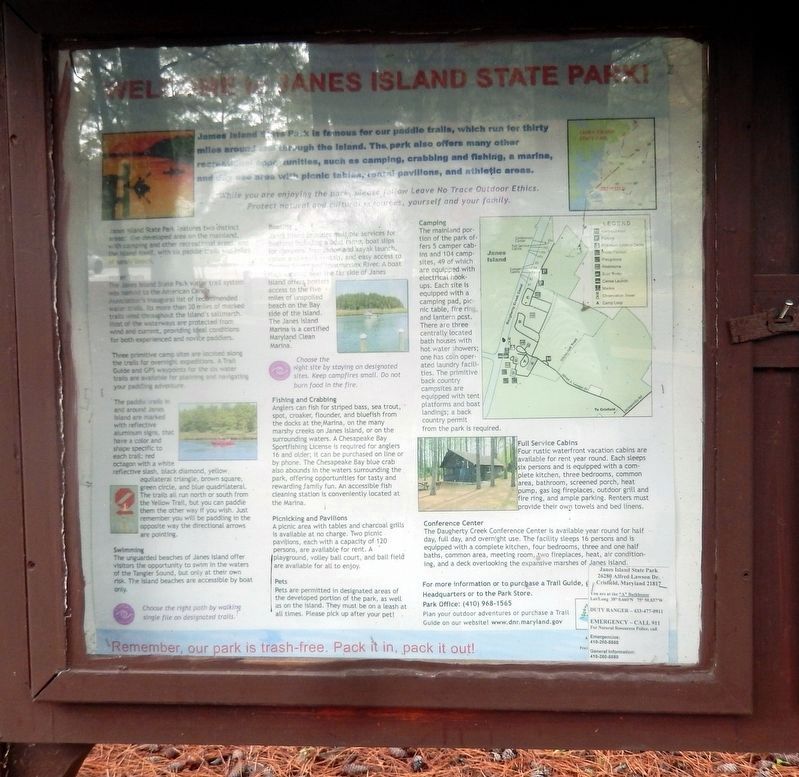Welcome to Janes Island State Park billboard. Click for full size. Welcome to Janes Island State Park billboard image. Click for full size.