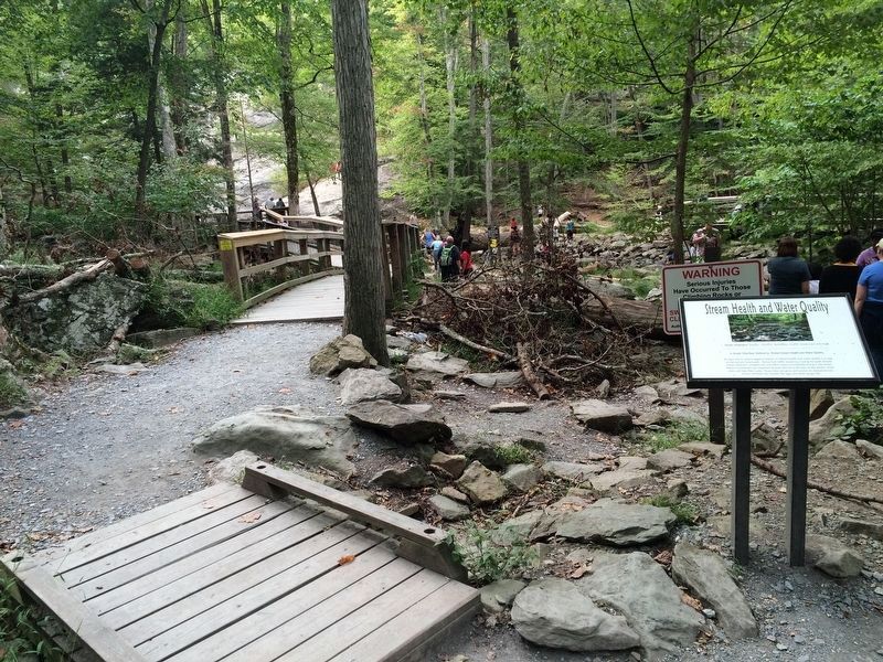 A wide-view photo of the additional marker, near the falls. image. Click for full size.