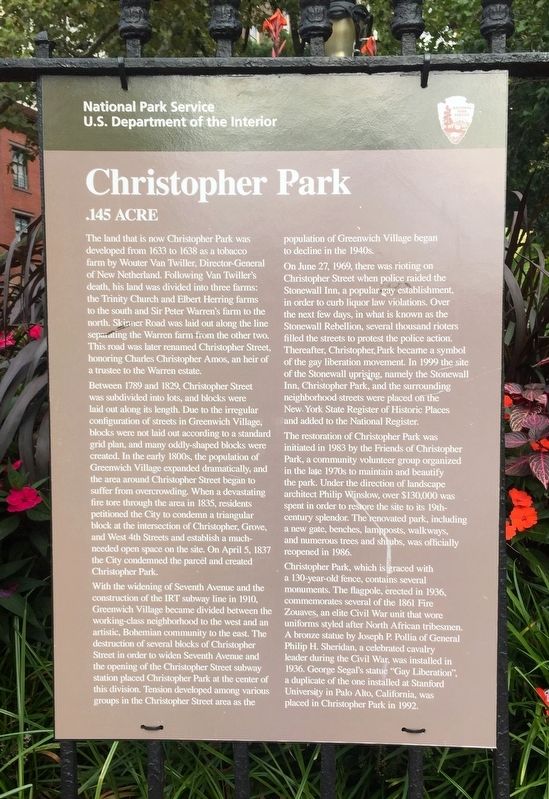 Christopher Park Marker. Click for full size. Christopher Park Marker image. Click for full size.