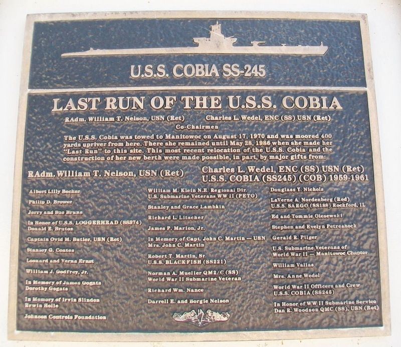 Last Run of the U.S.S. Cobia Marker image. Click for full size.