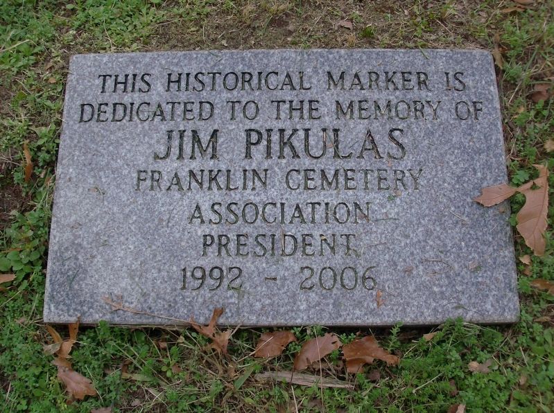 Franklin Cemetery Marker Dedication Stone image. Click for full size.