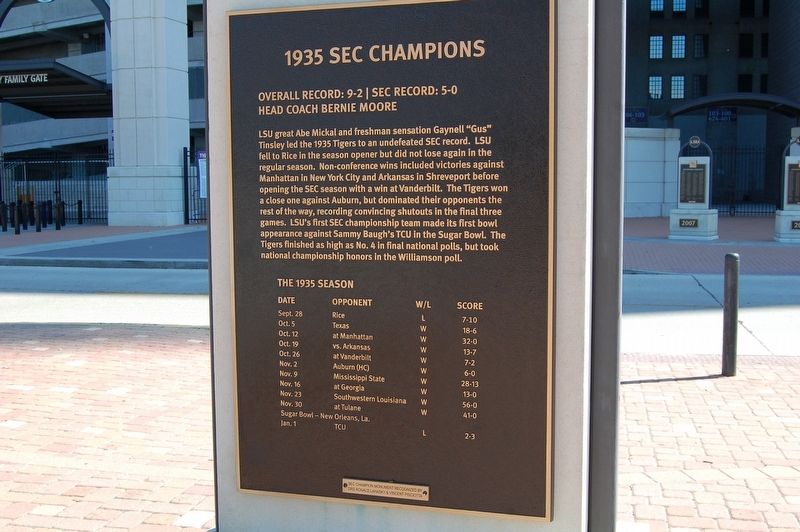 1935 SEC Champions Marker image. Click for full size.