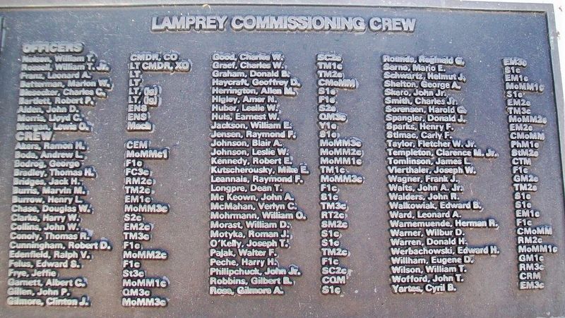 U.S.S. Lamprey (SS 372) Crew. Click for full size. U.S.S. Lamprey (SS 372) Crew image. Click for full size.