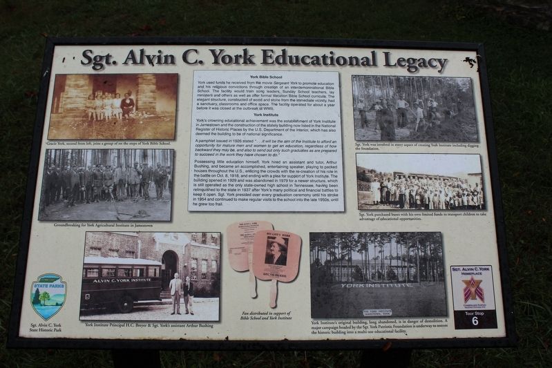 Sgt. Alvin C. York Educational Legacy Marker image. Click for full size.