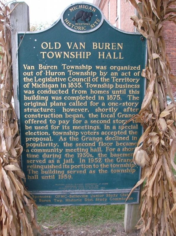 Old Van Buren Township Hall Marker image. Click for full size.