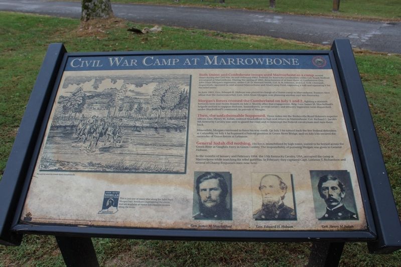 Civil War Camp at Marrowbone Marker image. Click for full size.