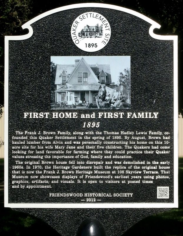 First Home and First Family Marker image. Click for full size.
