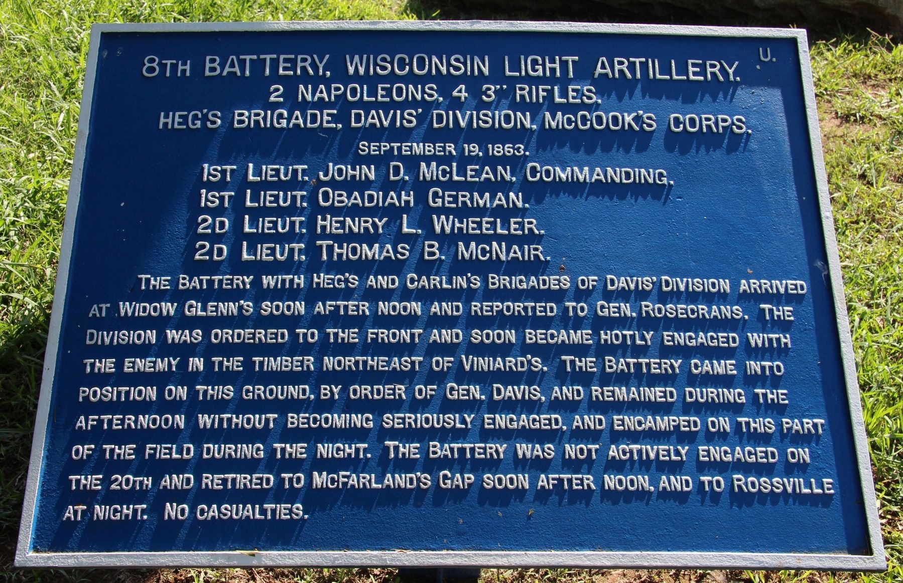 8th Wisconsin Battery Marker image. Click for full size.