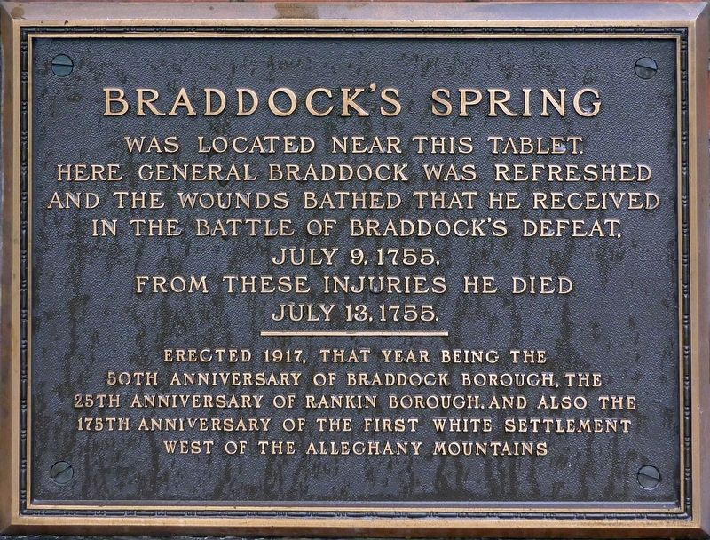 Braddock's Spring Marker image. Click for full size.