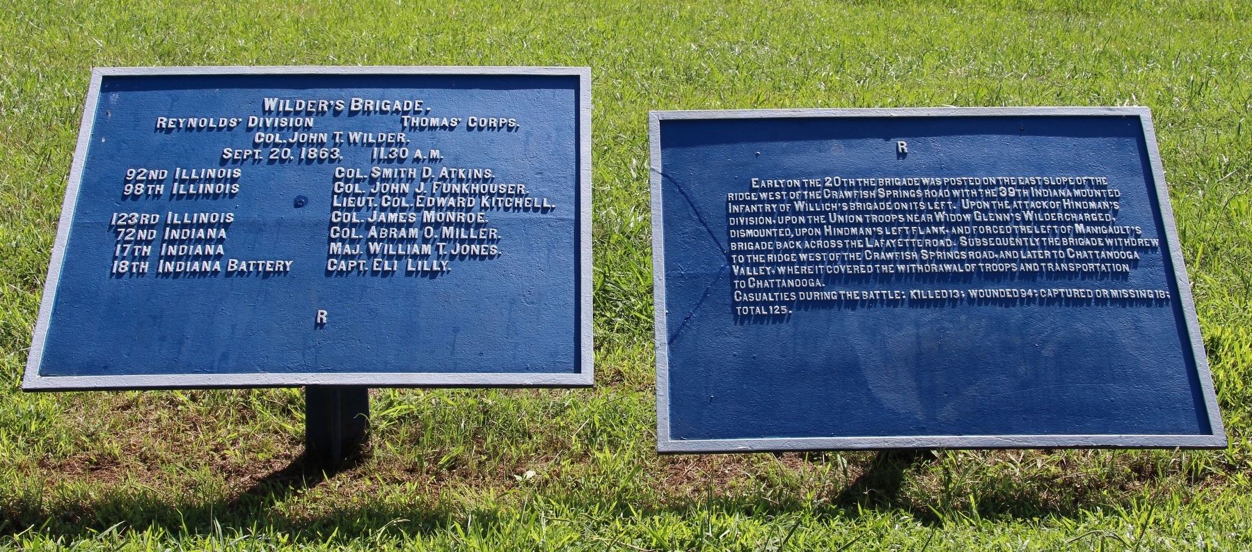 Wilder's Brigade Marker. Click for full size. Wilder's Brigade Marker image. Click for full size.