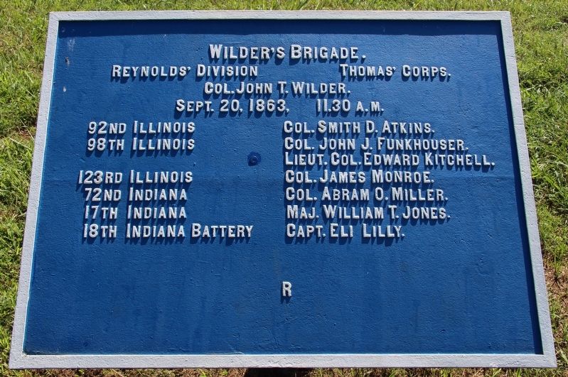 Wilder's Brigade Marker. Click for full size. Wilder's Brigade Marker image. Click for full size.