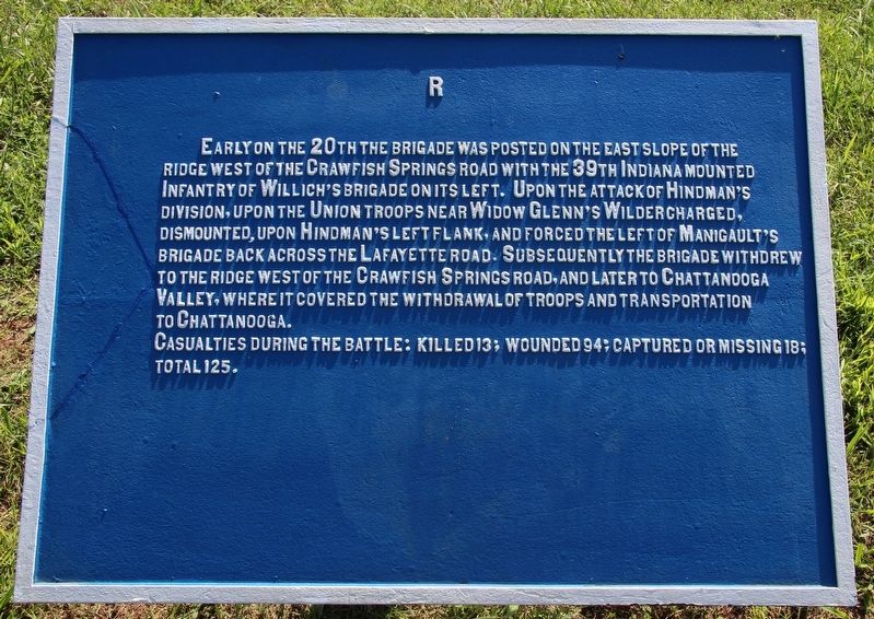 Wilder's Brigade Marker. Click for full size. Wilder's Brigade Marker image. Click for full size.
