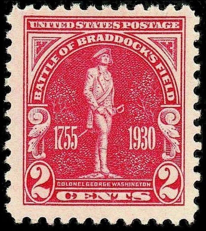 2¢ Stamp<br>Battle of Braddock's Field<br>1755 - 1930 image. Click for full size.