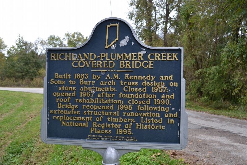 Richland-Plummer Creek Covered Bridge Marker. Click for full size. Richland-Plummer Creek Covered Bridge Marker image. Click for full size.
