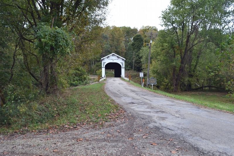 Marker near East End of Richland-Plummer Creek Covered Bridge. Click for full size. Marker near East End of Richland-Plummer Creek Covered Bridge image. Click for full size.