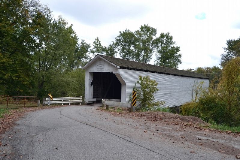 West End and South Side of Richland-Plummer Creek Covered Bridge. Click for full size. West End and South Side of Richland-Plummer Creek Covered Bridge image. Click for full size.