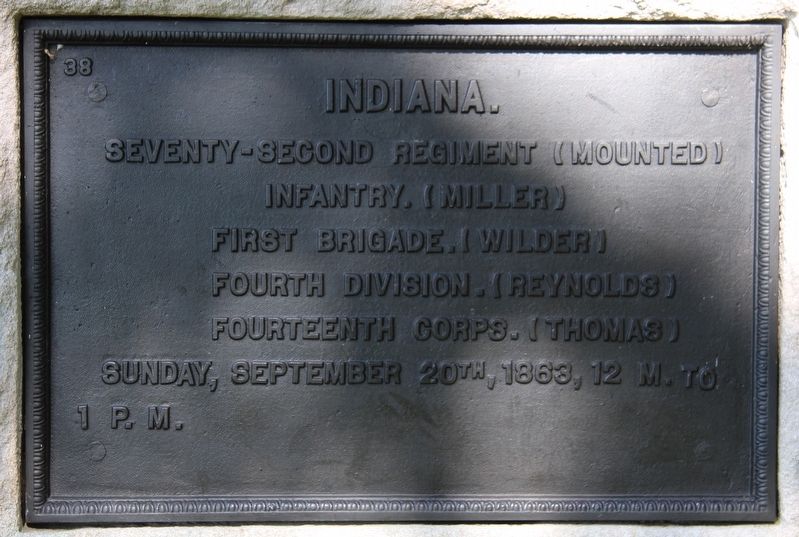 72nd Indiana Mounted Infantry Marker. Click for full size. 72nd Indiana Mounted Infantry Marker image. Click for full size.
