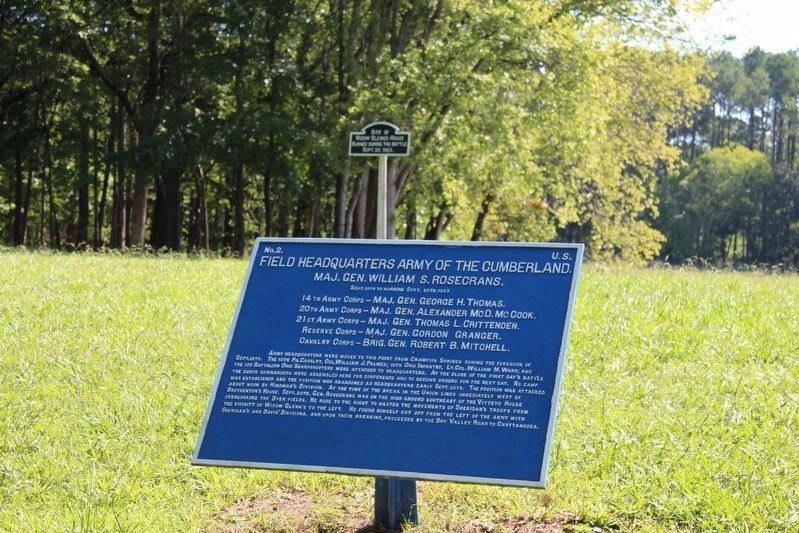 Field Headquarters Army of the Cumberland. Marker image. Click for full size.