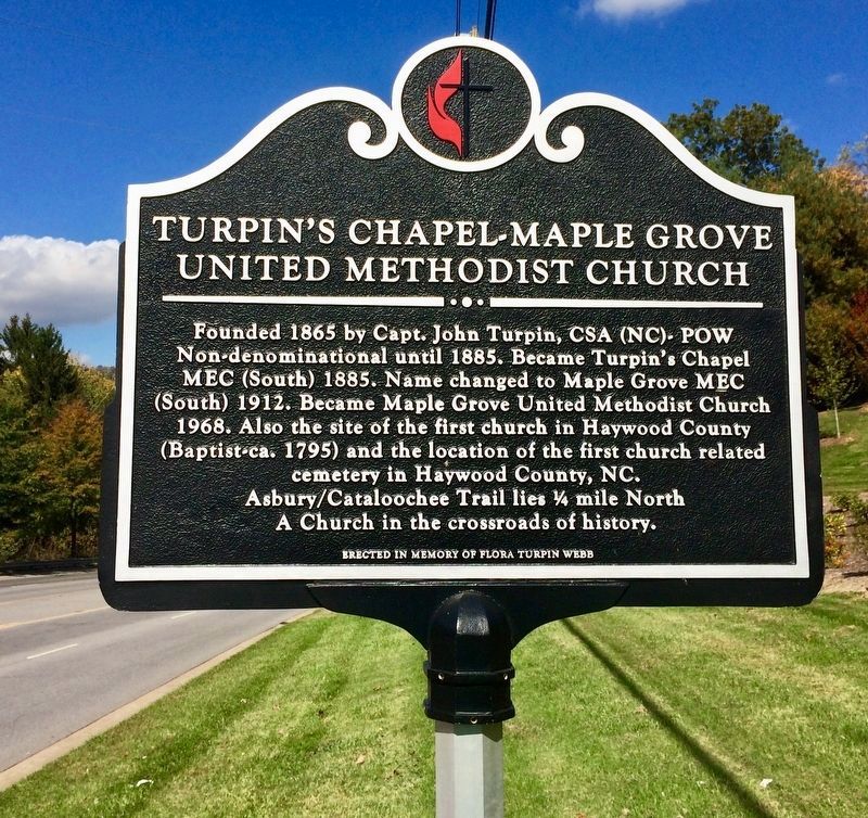Turpin's Chapel - Maple Grove United Methodist Church Marker image. Click for full size.