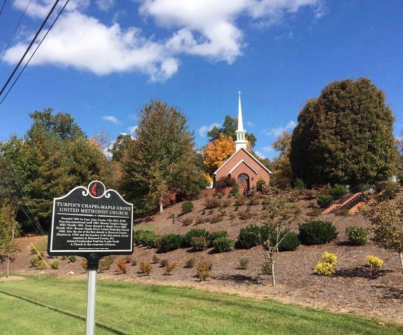 Turpin's Chapel - Maple Grove United Methodist Church & replacement marker. image. Click for full size.