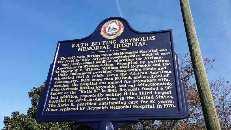 Kate Bitting Reynolds Memorial Hospital Marker image. Click for full size.