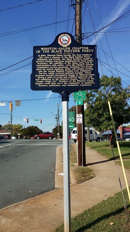 Winston-Salem Chapter of the Black Panther Party Marker image. Click for full size.