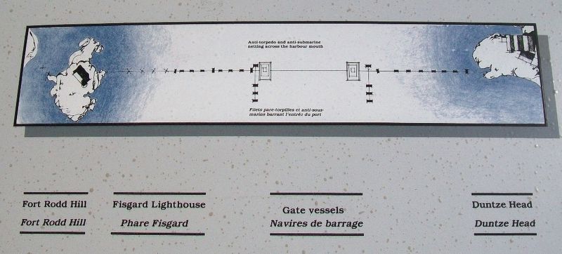 Harbour Mouth Defences / Défense de l'entrée du port Diagram on Marker image. Click for full size.