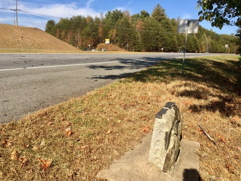 View of marker stone looking across Georgia Highway 515 to Whitepath Road. image. Click for full size.