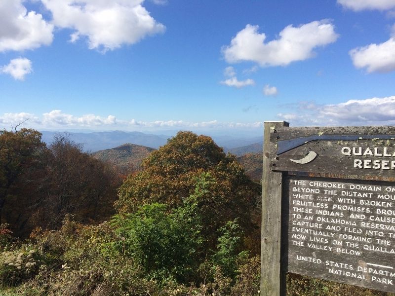 View of reservation in background and marker in foreground. image. Click for full size.