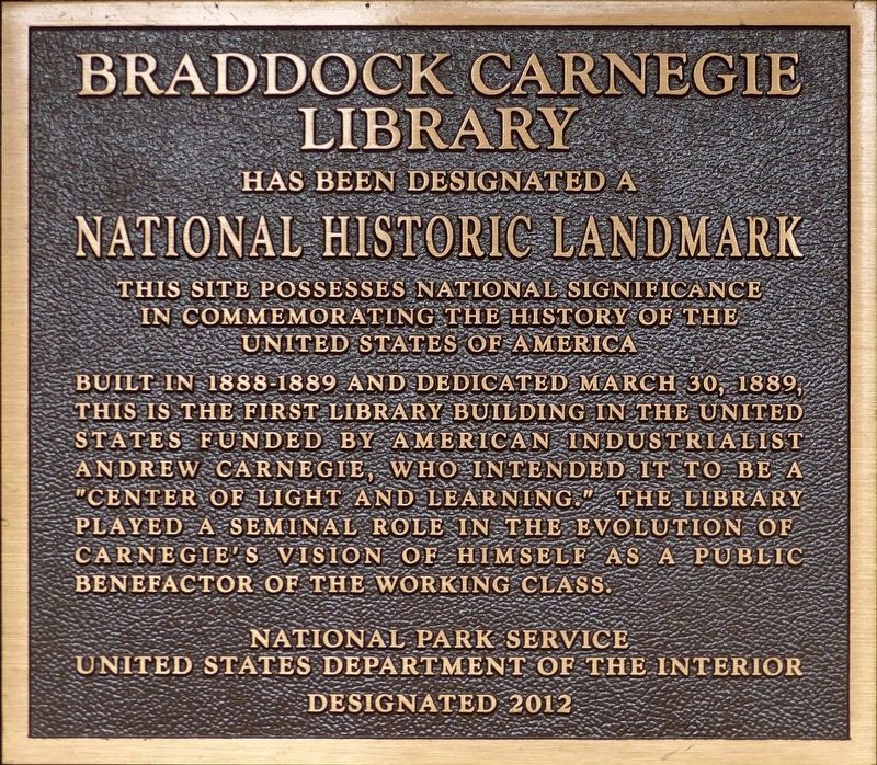 Braddock Carnegie Library Marker image. Click for full size.