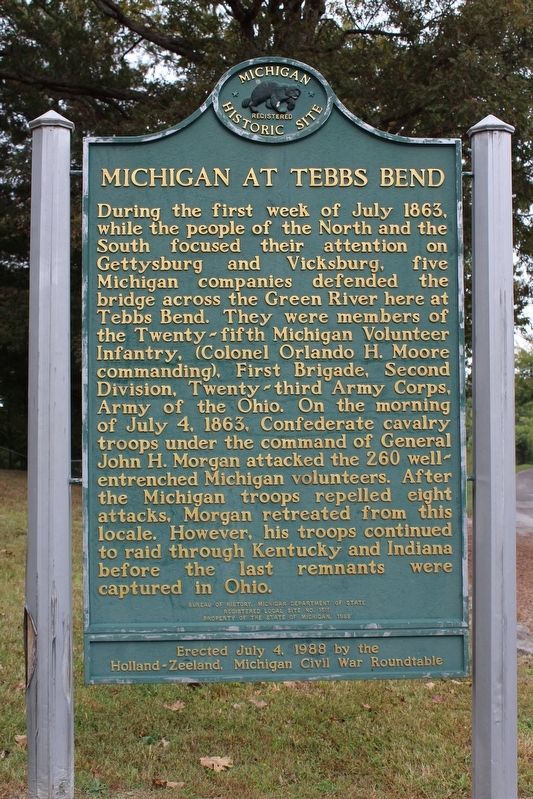 Michigan at Tebbs Bend Marker (Side 1) image. Click for full size.