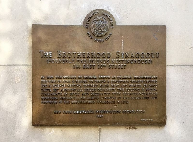 Brotherhood Synagogue Marker. Click for full size. Brotherhood Synagogue Marker image. Click for full size.