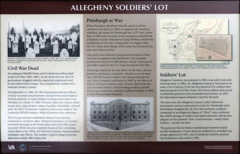Allegheny Soldiers' Lot Marker. Click for full size. Allegheny Soldiers' Lot Marker image. Click for full size.