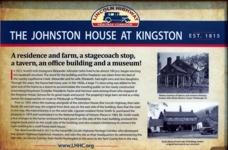 The Johnston House at Kingston Marker. Click for full size. The Johnston House at Kingston Marker image. Click for full size.