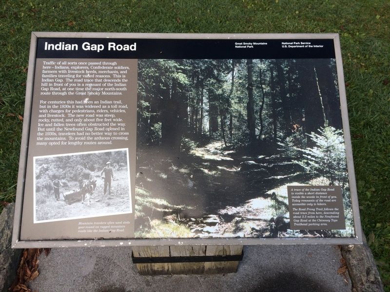 Indian Gap Road Marker image. Click for full size.