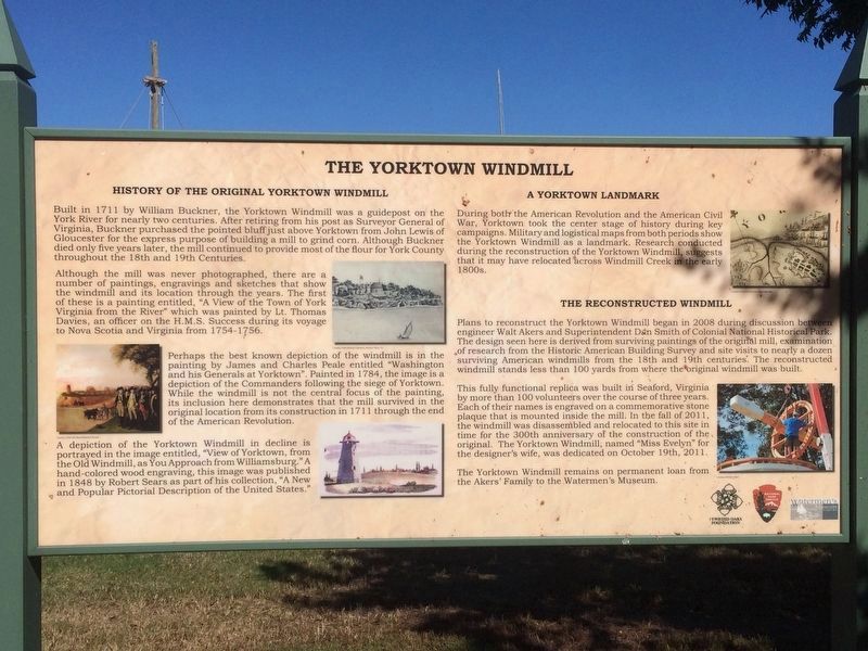 The Yorktown Windmill Marker image. Click for full size.