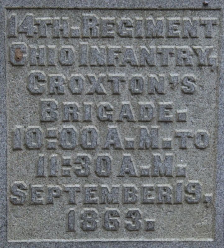 14th Ohio Infantry Marker. Click for full size. 14th Ohio Infantry Marker image. Click for full size.