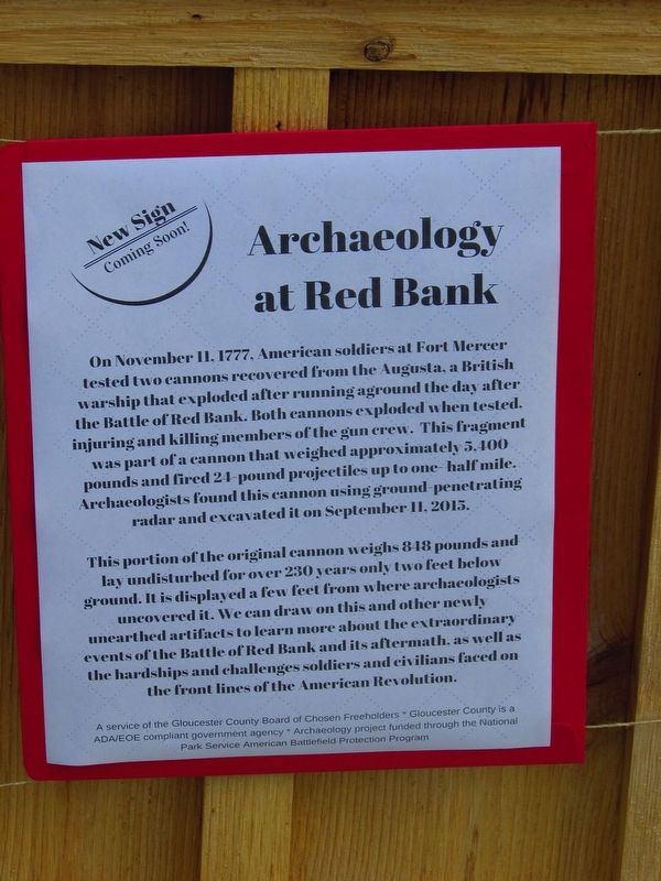 Archaeology at Red Bank Marker (ORIGINAL MARKER). Click for full size. Archaeology at Red Bank Marker (ORIGINAL MARKER) image. Click for full size.