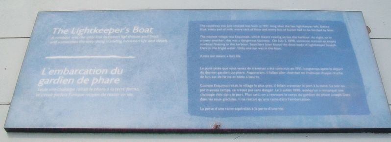 The Lightkeeper's Boat / L'embarcation du gardien de phare Marker image. Click for full size.