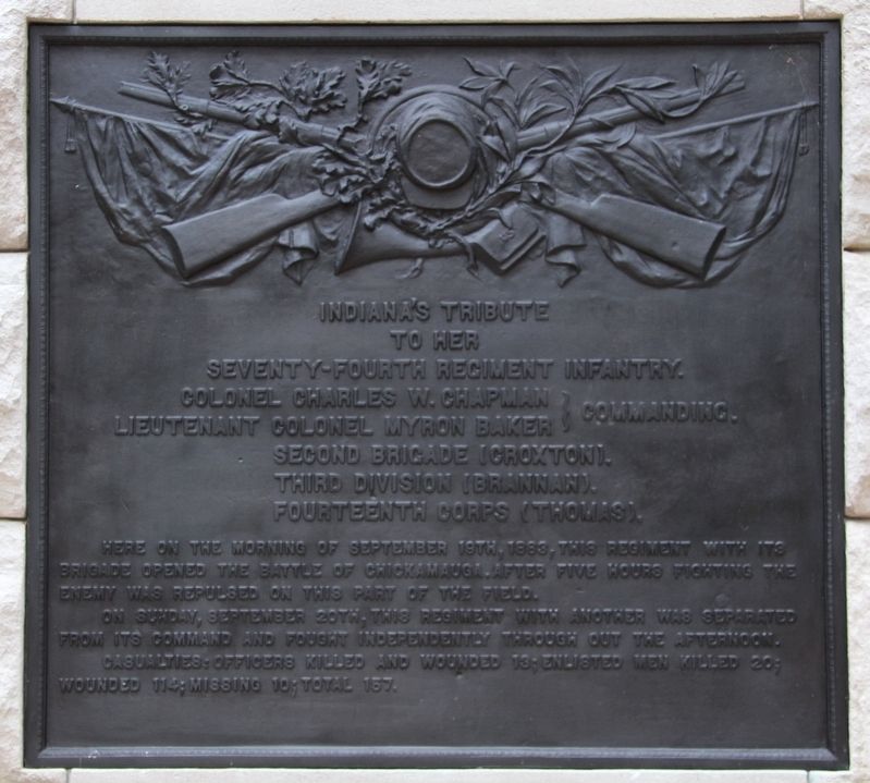 74th Indiana Infantry Marker. Click for full size. 74th Indiana Infantry Marker image. Click for full size.