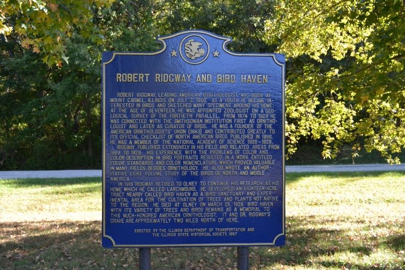 Robert Ridgway and "Bird Haven" Marker image. Click for full size.