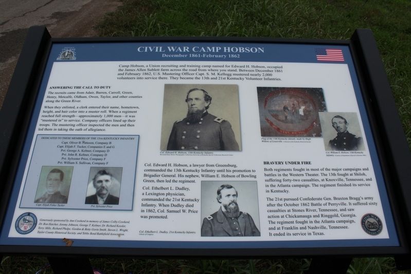 Civil War Camp Hobson Marker image. Click for full size.