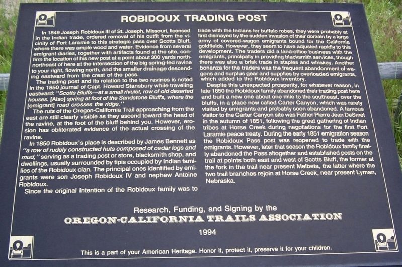 Robidoux Trading Post Marker image. Click for full size.