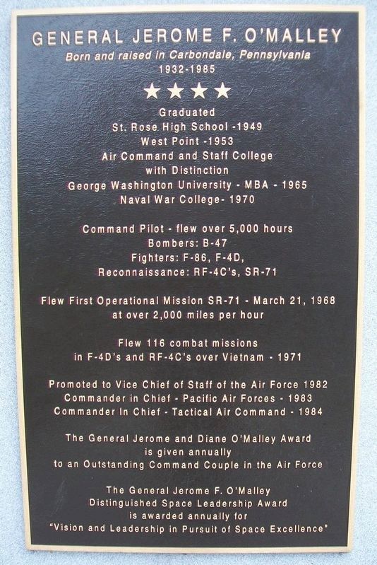General Jerome F. O’Malley Marker. Click for full size. General Jerome F. O’Malley Marker image. Click for full size.