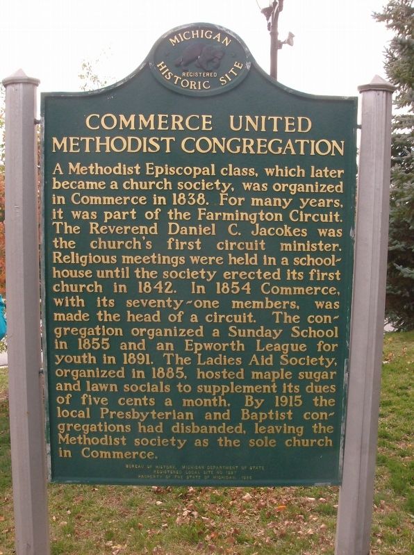 Commerce United Methodist Congregation Marker - side 1 image. Click for full size.