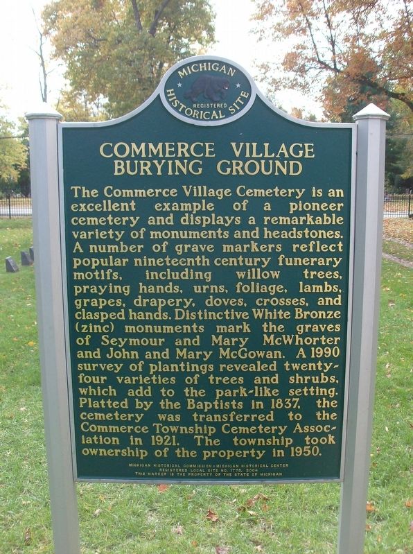 Commerce Village Burying Ground Marker image. Click for full size.