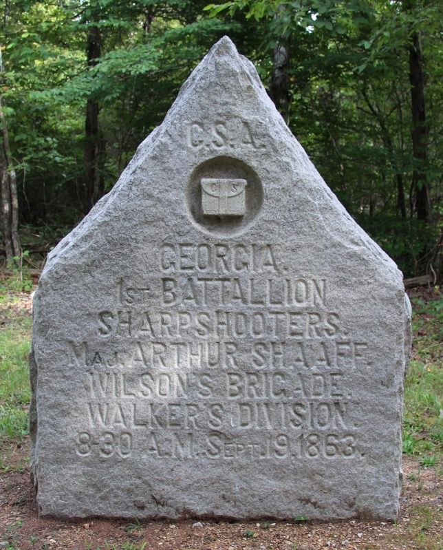 1st Battalion Georgia Sharpshooters Marker. Click for full size. 1st Battalion Georgia Sharpshooters Marker image. Click for full size.