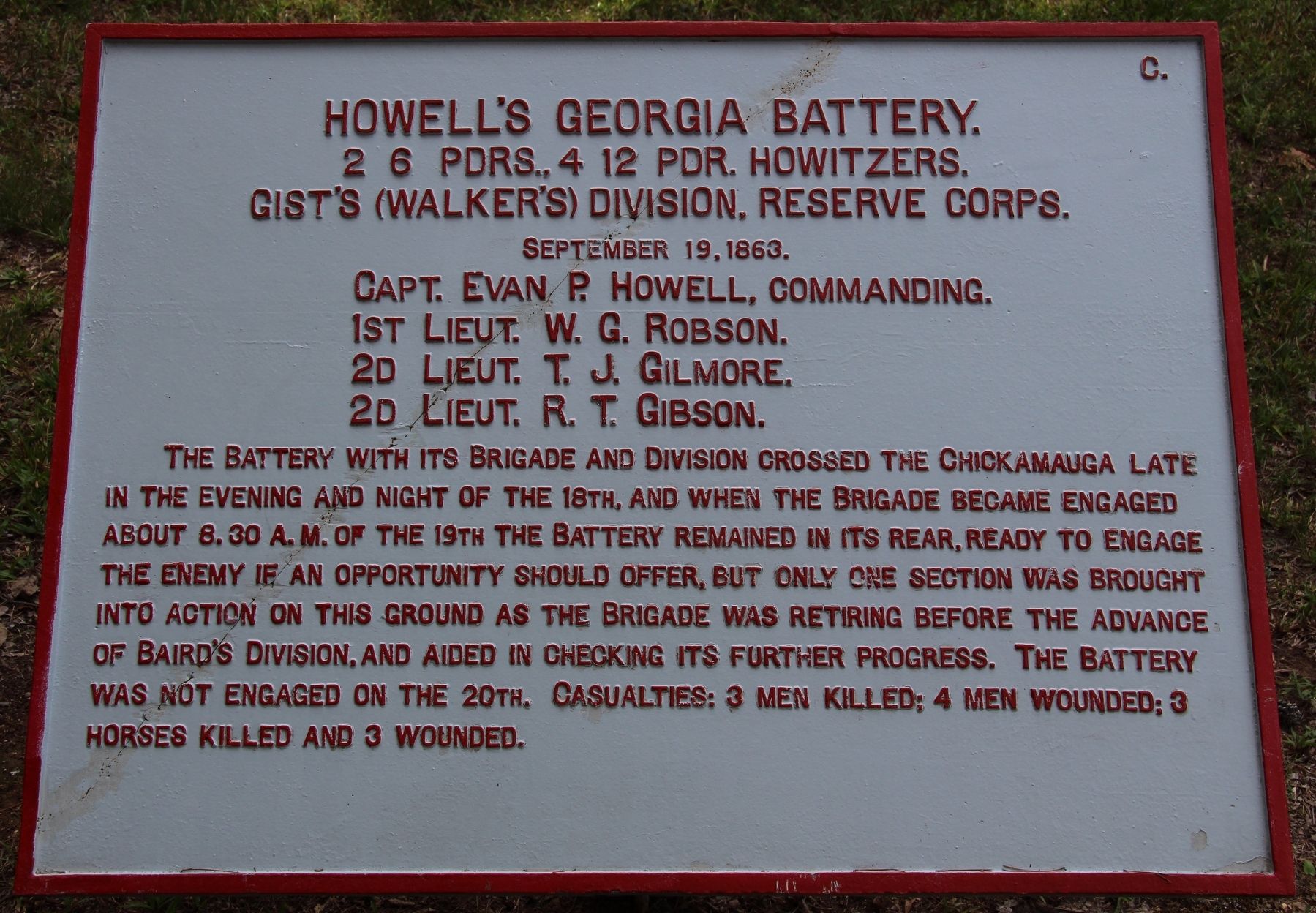 Howell's Georgia Battery Marker image. Click for full size.